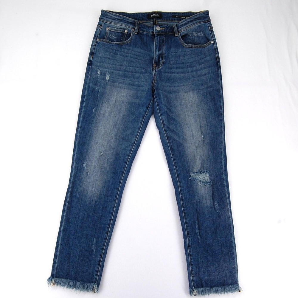 Buffalo David Bitton Jeans Womens 30 Blue Maya Mid Rise Boyfriend Distressed